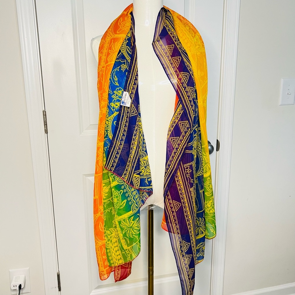 Vibrant Multicolor Multi Purpose Beach Scarf With… - image 1